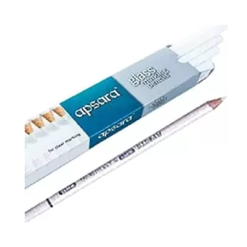 Apsara Glass Marking Pencil White | Pack of 10 | 100 Pencils | Multi Surface Use