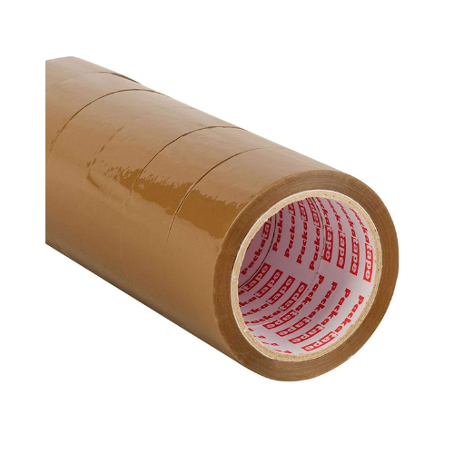 Apex Brown Adhesive Tape 2" x 65m - Pack of 6 - Strong Durable Sealing Tape