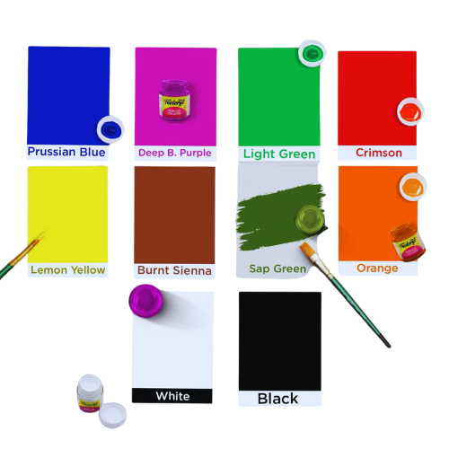 Fevicryl Acrylic Color Pack – 10 Shades (15ml Each) | Vibrant & Multi-Surface Colors