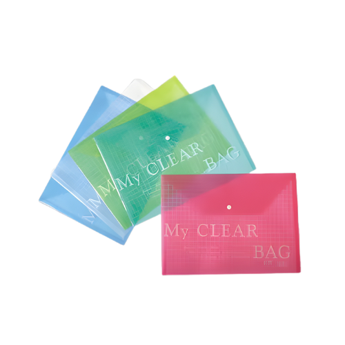 VDC Document Bag | Clear Transparent Envelope Holder | Snap Button | Pack of 10